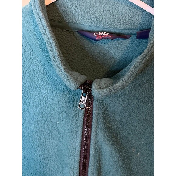 Vintage St Johns Bay SB Sport Mens Medium Teal 1/4 Zip Up Fleece Pullover Used - Picture 2 of 7